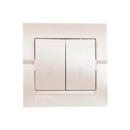 Выключатель проходной Lezard DERIY двухклавишный, жемчужно-белый металлик, 702-3030-106