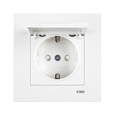 Розетка з кришкою та із заземленням VIKO KARRE, 90960012, білий - 1