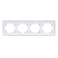 Рамка Lezard RAIN четырехместная, белая, горизонтальная с боковой вставкой золото, 703-0226-149