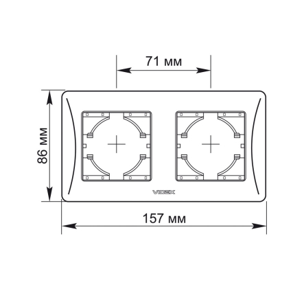Рамка VIDEX BINERA, черный графит, 2 поста, горизонтальная, VF-BNFR2H-BG - 2