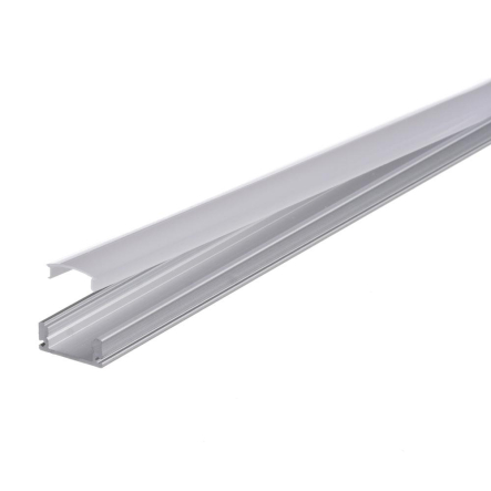 Профиль накладной ПФ-15 анодированный, полуматовый рассеиватель (комплект) 2м