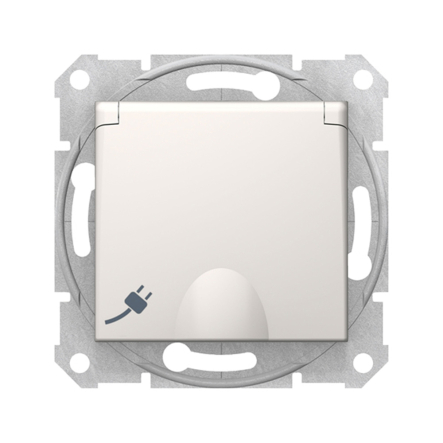 Розетка із заземленням, со шторками та кришкою, Schneider Electric Sedna, слонова кістка, SDN3100123 - 1