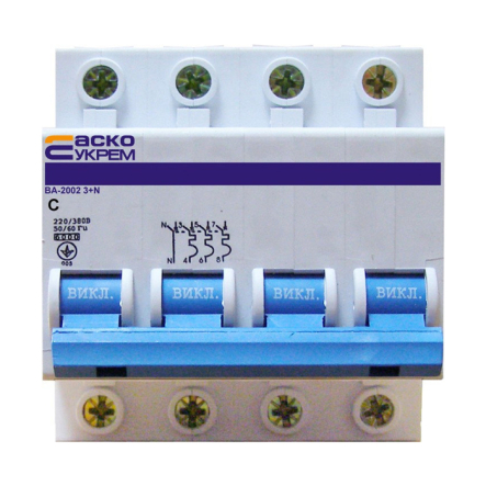 Автоматичний вимикач АСКО-УКРЕМ ВА-2002 3+N 4р, C 6А, A0010020010 - 1