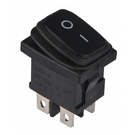 Перемикач 1 клав. чорний вологозахищений KCD1-4-201W B/B, АСКО-УКРЕМ, A0140040063 - 1
