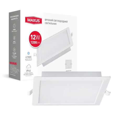 Світильник LED вбудований MAXUS 1-RDL-1241-IPS, RDL, 12W, 4100K, 1200 Lm, IP44, 140 мм - 1