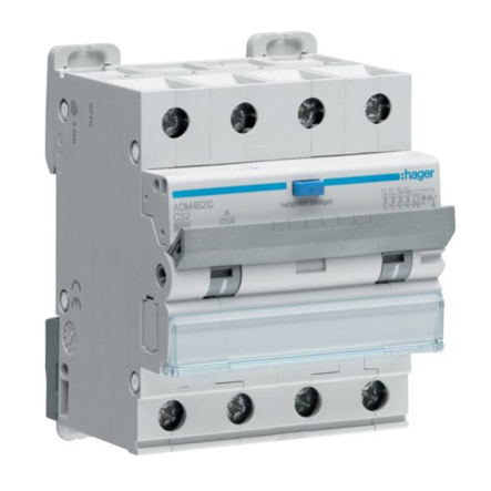 Дифавтомат HAGER ADM482C, 4P, C, 32А, 30мА, 6kA - 1