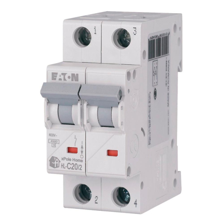 Автоматичний вимикач EATON HL-C20/2, 2P, 20А, С 4,5kA, 194772 - 1