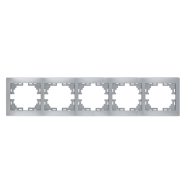 Рамка Lezard MIRA п'ятимісна, горизонтальна, метал сірий, без вставки, 701-1000-150