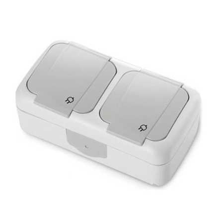 Розетка с заземлением VI-KO Palmiye, 2-я, IP54, белая, 90555488 - 1