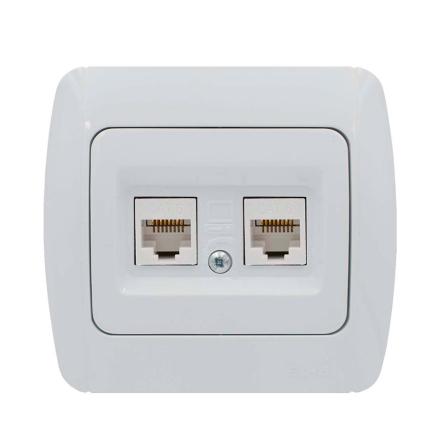 Розетка компьютерная ZIRVE EL-BI двойная, белая, (без вставок), 501-000200-248 - 1