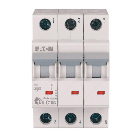 Автоматический выключатель EATON HL-C10/3, 3P, 10A, C 4,5kA, 194789