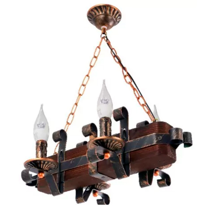 Люстра підвісна дерев'яна SIRIUS S7016/4 темний обжиг - 1