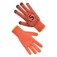 Рукавички трикотажні помаранчеві з ПВХ крапкою SEVEN 74210