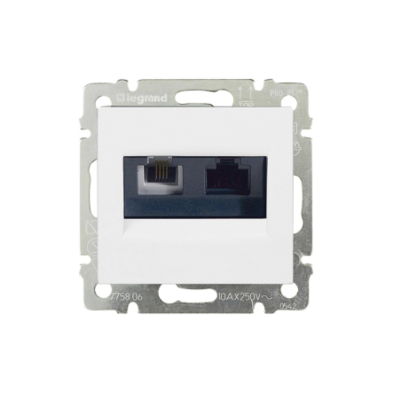 Розетка телефонна+комп'ютерна RJ11/RJ45 UTP категорії 5UTP LEGRAND Valena, 770080, біла - 1