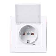 Розетка Lezard RAIN одинарная с заземлением, с крышкой, белая, 703-0288-123В