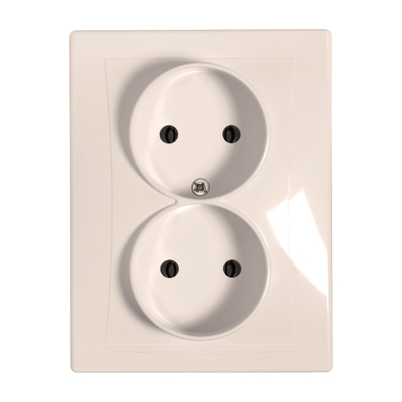 Розетка двойная без заземления Schneider Electric Anya, кремовая, AYA2900323 - 1