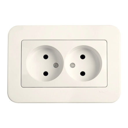 Розетка двойная без заземления VIKO Rollina, 90421055, крем - 1