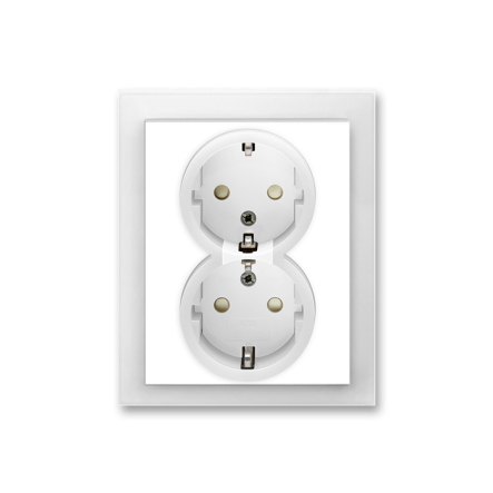 Розетка двойная с заземлением белый/белый лед Neo - 1