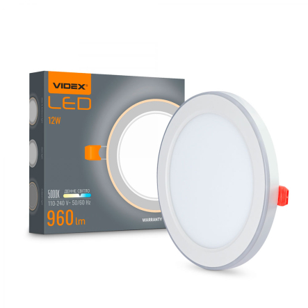 Светильник LED встраиваемый VIDEX VL-DL4R1-252, 12W+4W, 5000K+2700K, 220V, с декоративной подсветкой - 1