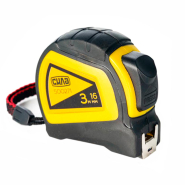 Рулетка прорезиненная с автостопом 3мх16мм двойной зацеп, СИЛА 500271