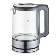 Чайник электрический METEC EK-02GG 1.7л, 1850-2200Вт, корпус стекло, серый