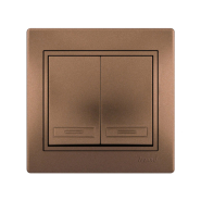 Вимикач Lezard MIRA двоклавішний, світло-коричневий перламутровий, 701-3131-101