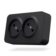 Розетка VIDEX BINERA двойная, наружная, черный графит, VF-BNS22-BG