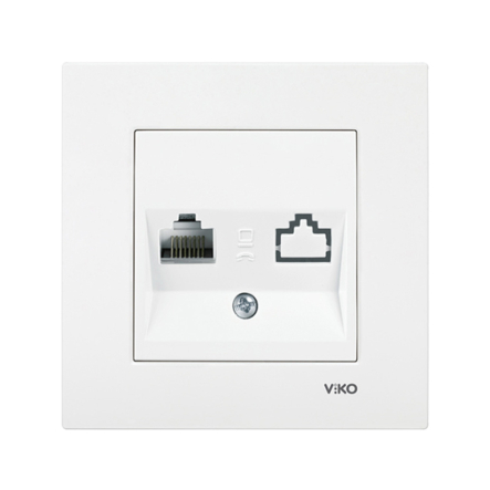 Розетка телефонная одинарная RJ11 VIKO KARRE, 90960013, белый - 1