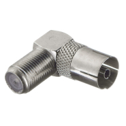 Перехідник гн.ант.TV- гн.ант.F, кутовий, корпус металевий, gold pin