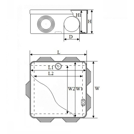 Коробка распределительная TAKEL 503005, герметичная ІР55, 100х100х70