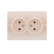 Розетка Lezard DERIY двойная без заземления, жемчужно-белый металлик, 702-3030-128В