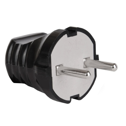 Вилка штепсельная LXL 124BLP, Мимоза, чёрная - 1