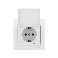 Розетка Lezard DERIY із заземленням, з кришкою, біла, 702-0202-123В