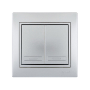 Вимикач Lezard MIRA двоклавішний, метал сірий, 701-1010-101