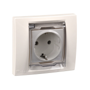 Розетка с заземлением и шторками прозрачная крышка Schneider Electric Unica MGU61.037.25