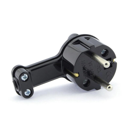 Вилка Timex угловая плоская 16А черная, WT-16UP CZ - 1