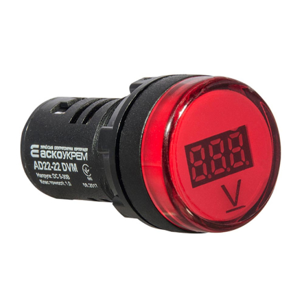 Вольтметр цифровий АСКО-УКРЕМ AD22-22DVM червоний, ⌀22мм, DC 5-30B, A0190010015 - 1