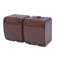Розетка 2-я Schuko (коричнева кришка) (IP44) RHE-2s-KR, Hermetics, ETI