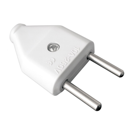 Вилка штепсельная LXL 121WHP, плоская, белая - 1