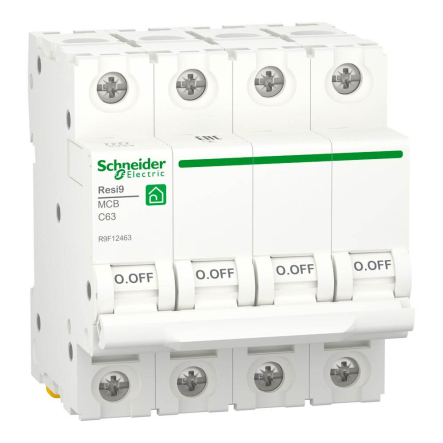 Автоматичний вимикач Schneider Electric R9F12463 RESI9, С 63 A, 4P, 6kA - 1