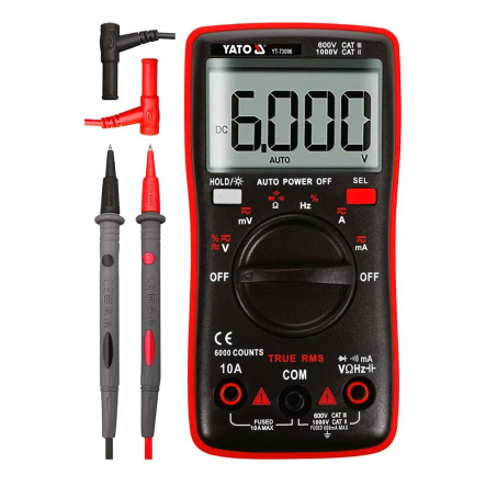 Мультиметр TRUE RMS електричних параметрів YATO YT-73096 із LCD-цифровим діапазоном 6000 - 1