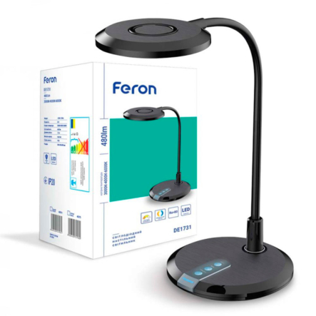 Настольная лампа FERON DE1731 8W 3000K-4000К-6000К черная, DE1731 чёрный - 1
