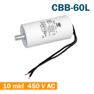 Конденсатор для запуску JYUL СВВ-60L 10 mkf  450V кріплення болт, вивід провід (35*65 mm)