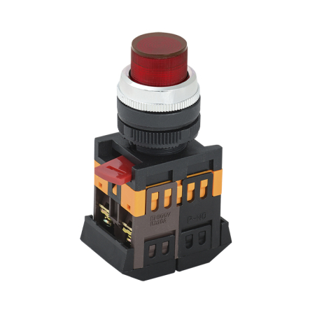 Кнопка IEK ABLFP-22 червоний d22мм неон/240В 1з+1р 31879 - 1
