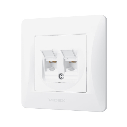 Розетка VIDEX BINERA CAT6+CAT6 двойная, компьютерная, белая, VF-BNSK2PC6-W - 3