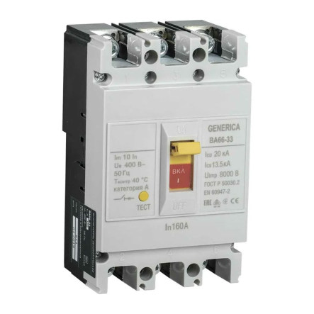 Автоматический выключатель IEK ВА66-33, 3Р, 160А, 20кА, GENERICA, SAV20-3-0160-G - 1