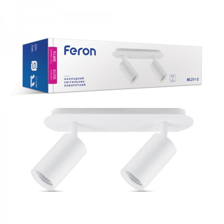 Світильник накладний поворотний FERON ML311-2 MR16/GU10, 290х70х162мм, 7035 - 1