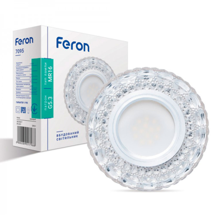 Світильник точковий Feron 7095, MR16, G5.3, прозорий, LED підсвічування, 4000K, 5519 - 1