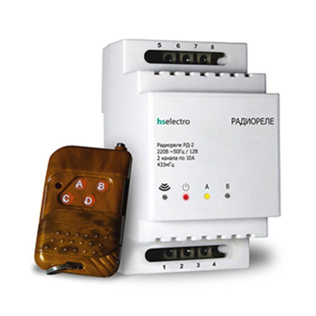 Радіо реле HS-Electro РД-2 1 приймач+1 пульт (2 канали кер. 10А) - 1