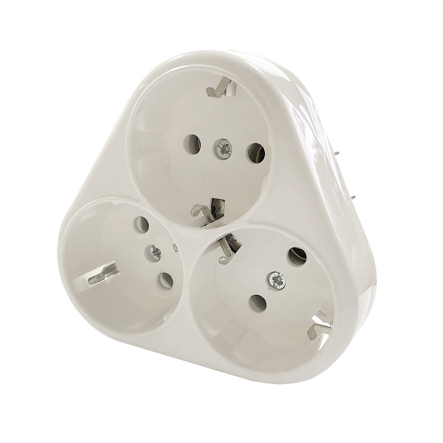 Розетка FAR F156 потрійна із заземленням, вбудована - 1